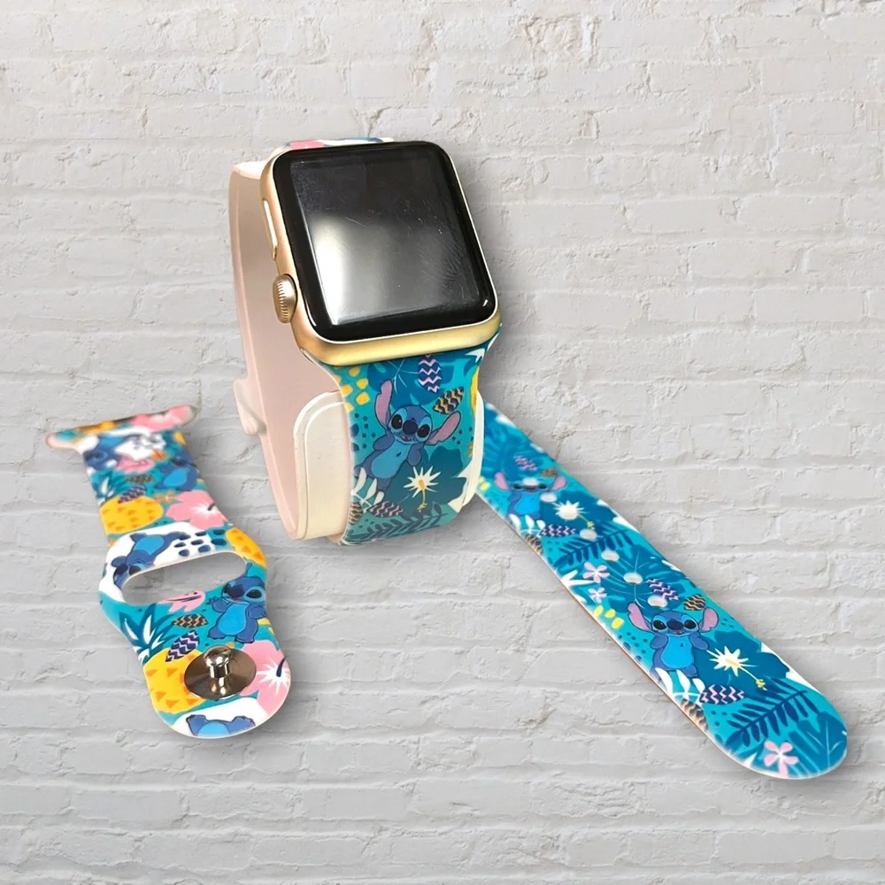 Cute Silicone Watchband Tropical Stitch Design for Apple Watch Any Series